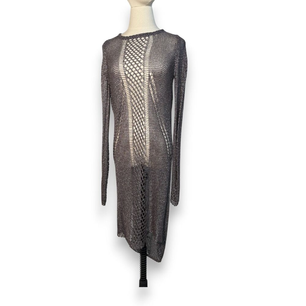 Missguided | Metallic Chain Maille Style Crochet Style Dress | Sz 12 UK 8 US